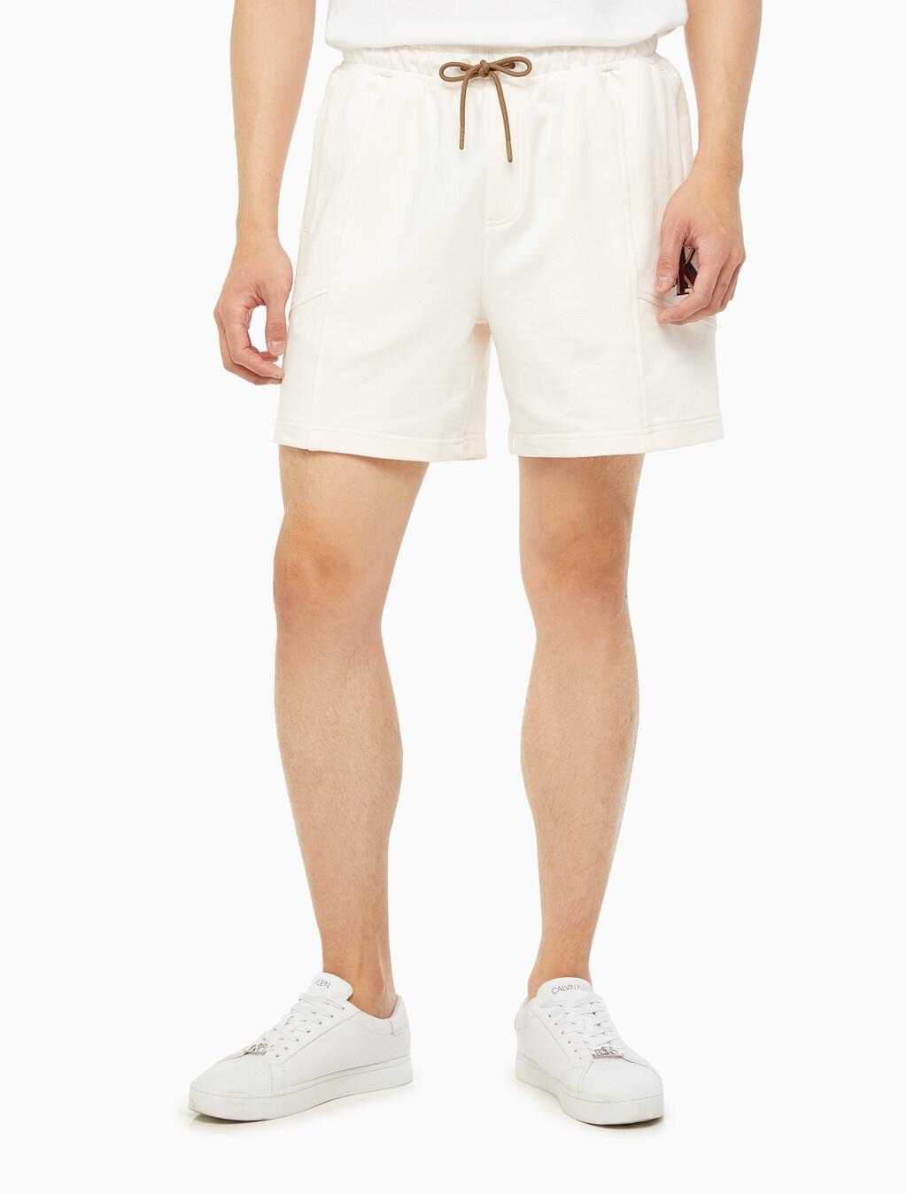 Buy 남성 시즈널 트리플 모노그램 스웨트 쇼츠 in color ANCIENT WHITE