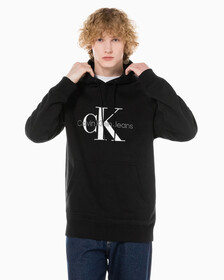 Buy 남성 롱슬리브 릴렉스핏 모노그램 기모후디 in color CK BLACK