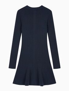 Buy 여성 L/S 핏 앤 플레어 미디 드레스 in color Navy