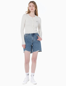 Buy 여성 맘핏 미드블루 데님 쇼츠 in color MID BLUE BACK EMBRO