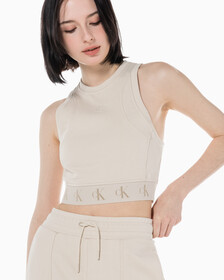 Buy 여성 리피트 크롭 로고 탱크 탑 in color CLASSIC BEIGE
