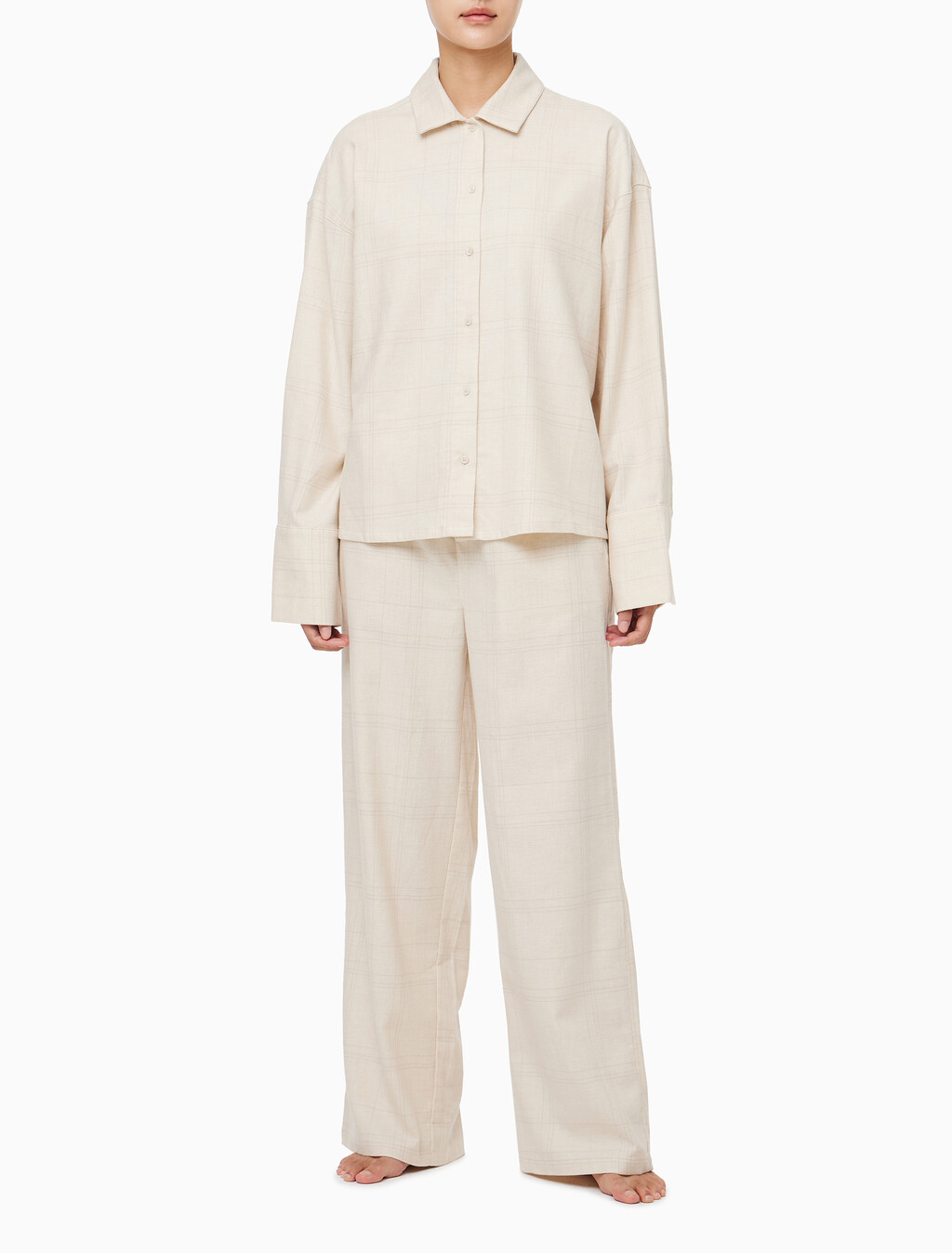 Buy 여성 플란넬 슬립 팬츠 in color BEAM PLAID_ OATMEAL HEATHER