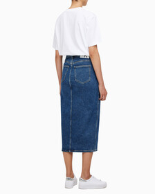 Buy 여성 맥시 데님 스커트 in color MID BLUE BACK EMBRO