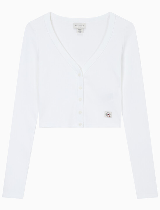 여성 우븐라벨 베이비립 가디건