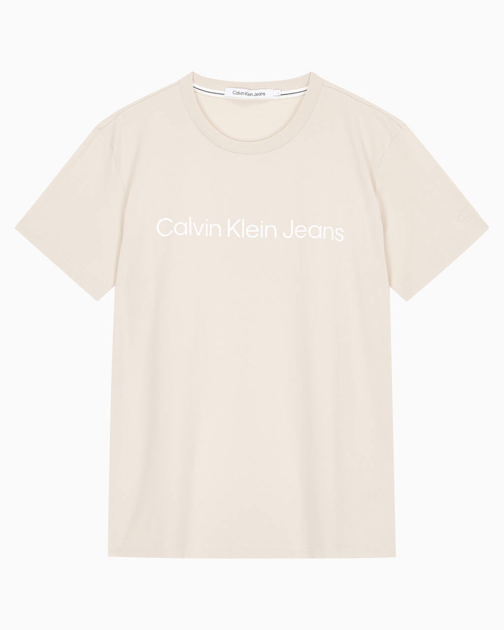 Buy 남성 레귤러핏 인스티튜셔널 로고 스트레치 반팔 티셔츠 in color CLASSIC BEIGE