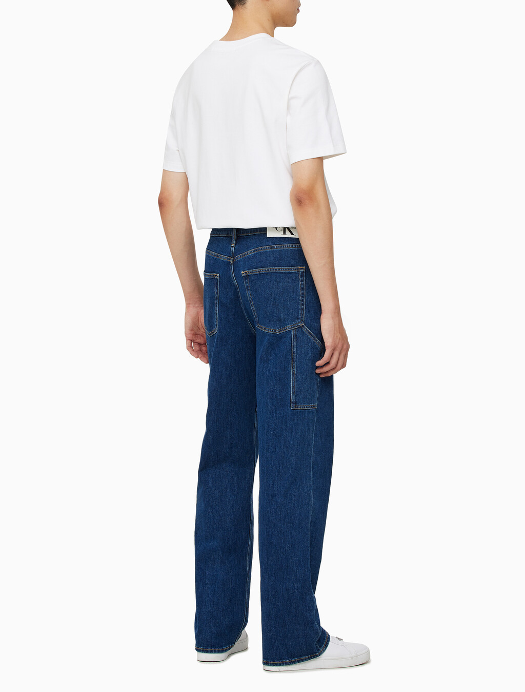 Buy 남성 와이드핏 다크블루 데님 in color BLUE BLACK HANGER LOOP