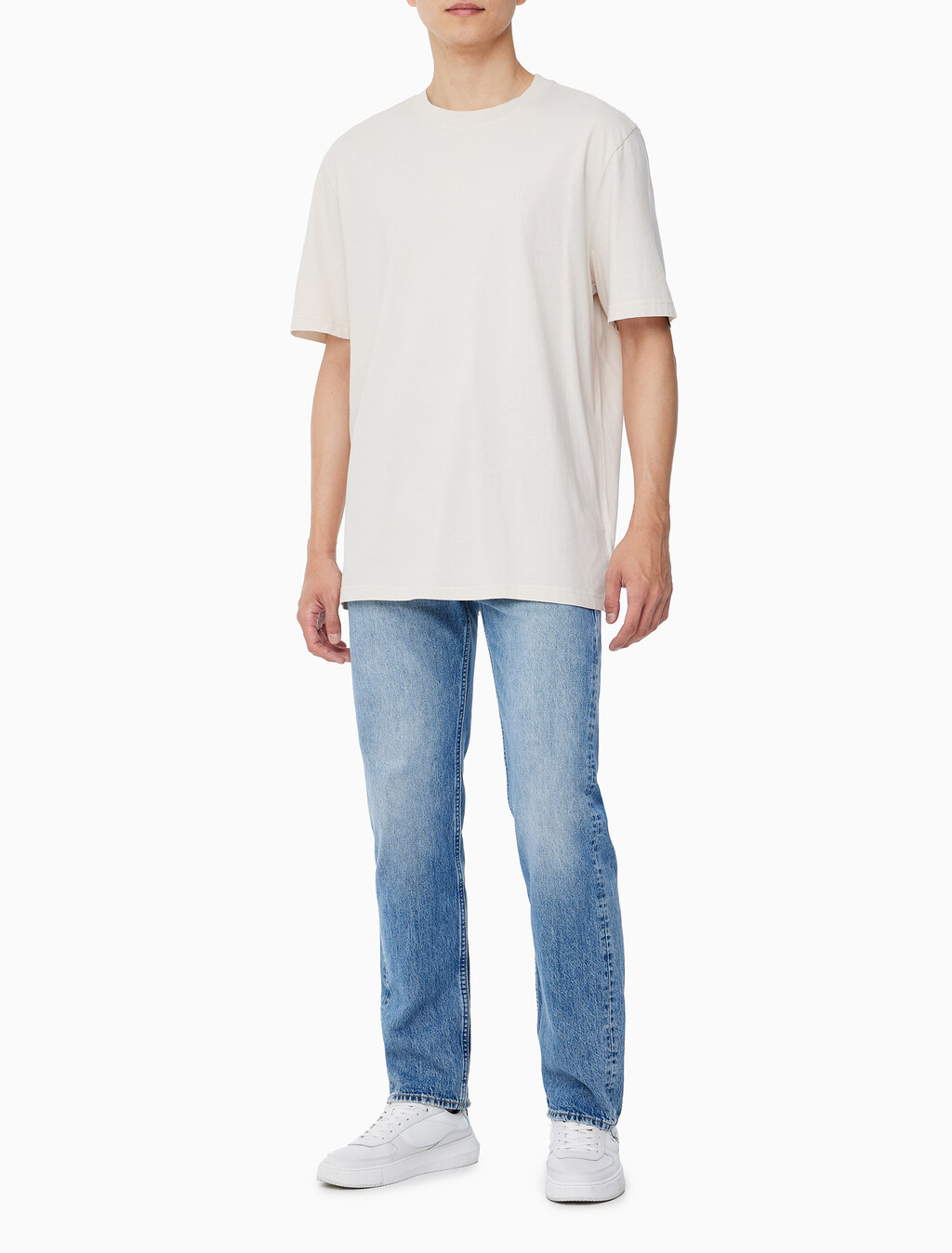 Buy 남성 오버핏 빈티지 워시 프린트 반팔 티셔츠 in color LIGHT BEIGE