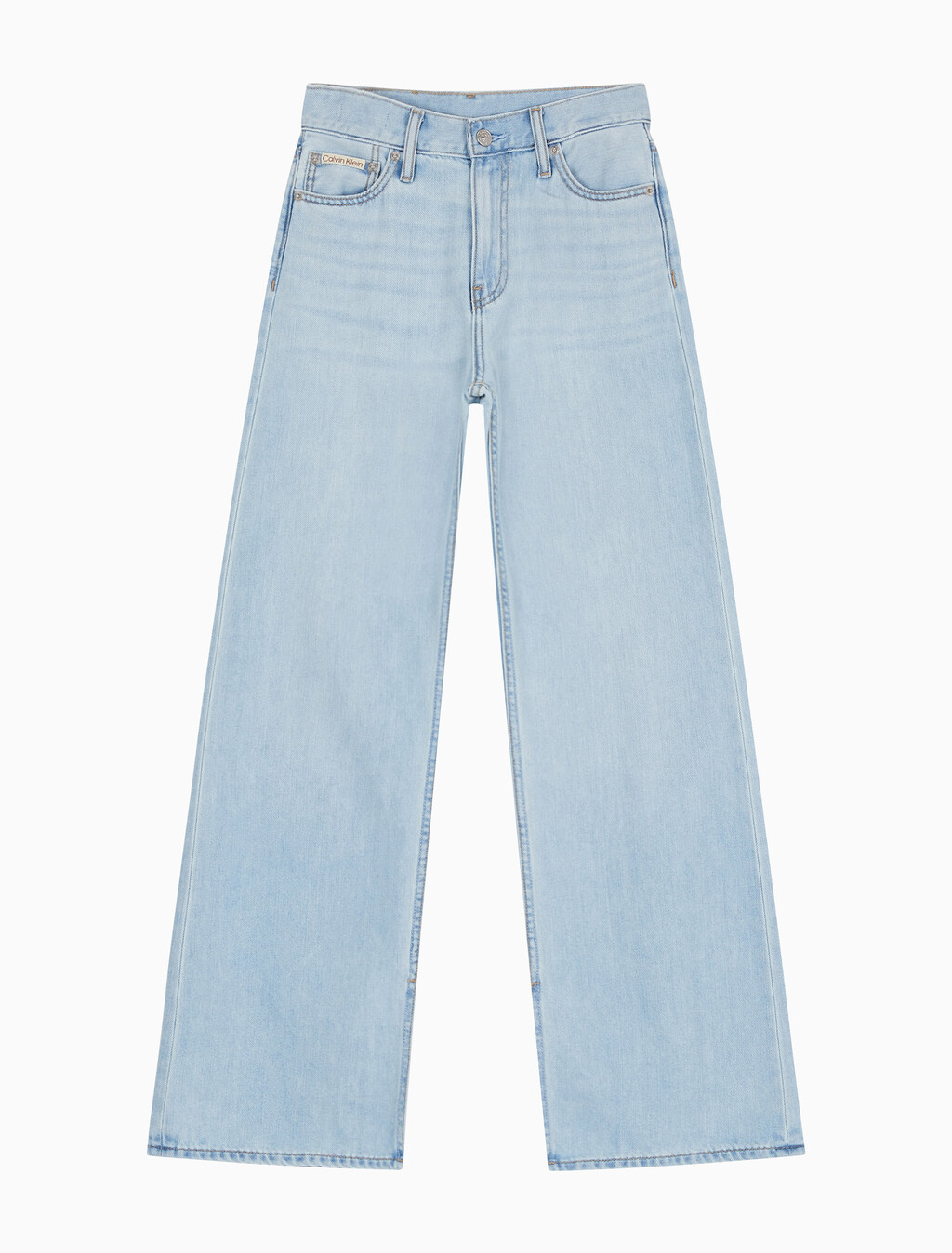 Buy 여성 하이라이즈 와이드핏 라이트블루 37.5 라이트웨이트 스플릿 데님 in color CHALKY BLUE