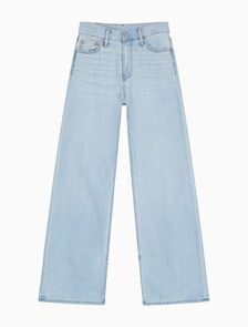 Buy 여성 하이라이즈 와이드핏 라이트블루 37.5 라이트웨이트 스플릿 데님 in color CHALKY BLUE