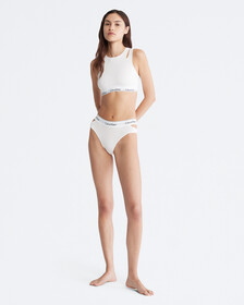 Buy 여성 모던 코튼 디컨스트럭티드 라인드 브라렛 in color WHITE
