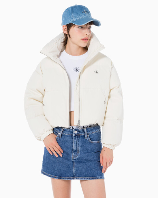 여성 볼륨 넥 크롭 다운 푸퍼