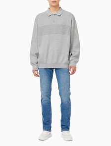 Buy 남성 럭비 니트 폴로 스웨터 in color LIGHT GREY HEATHER