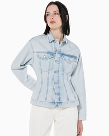 Buy 여성 오버사이즈핏 코르셋 데님 재킷 in color 028A CHALKY BLU