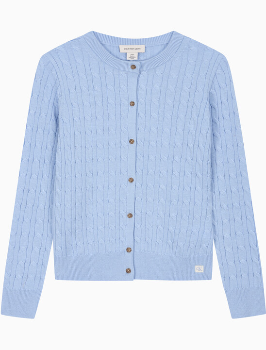 여성 울 케이블 크루넥 가디건