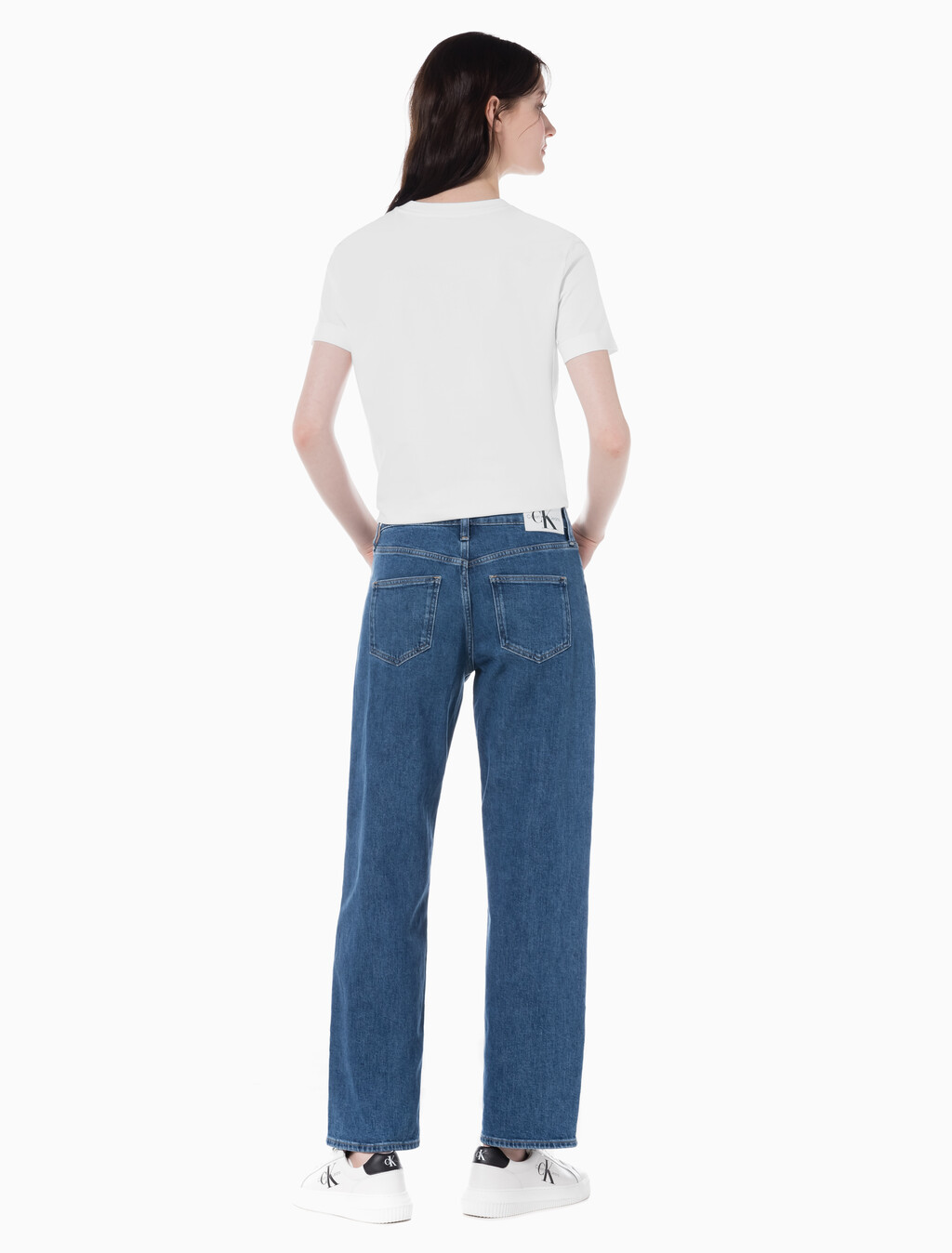 Buy 여성 90's 스트레이트핏 미드블루 데님 in color MID BLUE BACK EMBRO