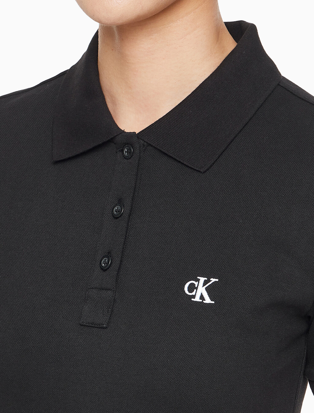 Buy 여성 CK 로고 폴로 반팔 원피스 in color CK BLACK