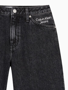 Buy 여성 90's 스트레이트핏 블랙 데님 in color WASHED BLACK LOGO LACE