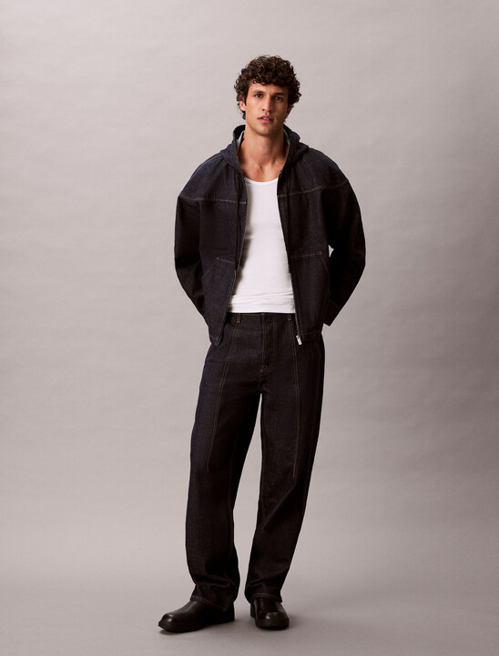 남성 린스 데님 집업 후디 자켓