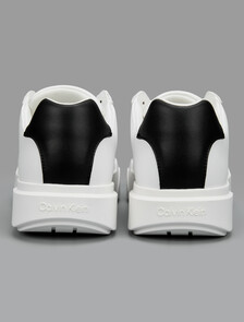 Buy 여성 미네르바 청키 레더 레이스업 컵솔 스니커즈 in color White/Black/White