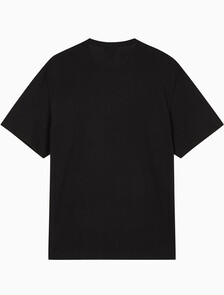 Buy 남성 릴렉스핏 바시티 CK 로고 패치 반팔 티셔츠 in color BLACK