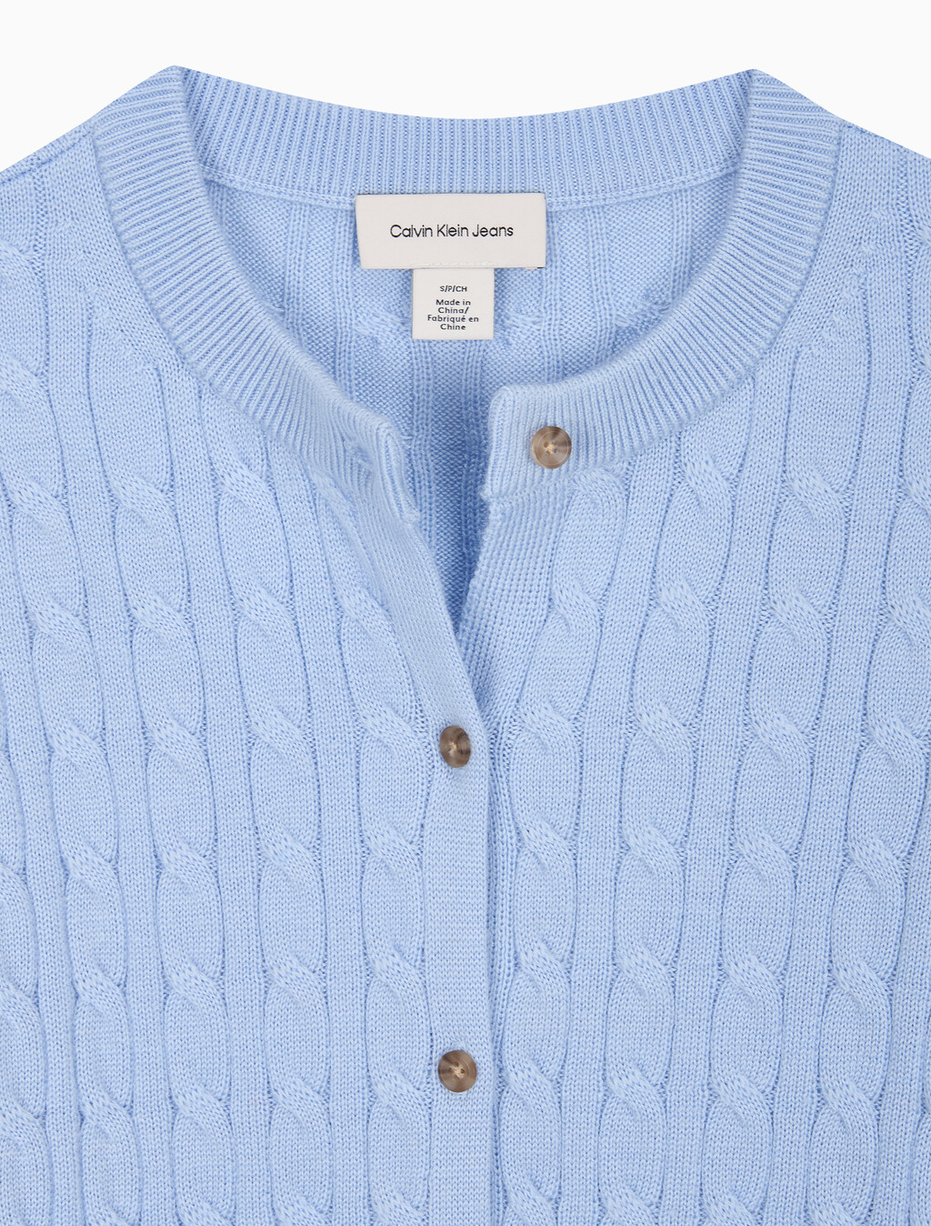 Buy 여성 울 케이블 크루넥 가디건 in color Light blue