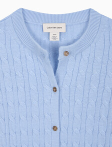 Buy 여성 울 케이블 크루넥 가디건 in color Light blue