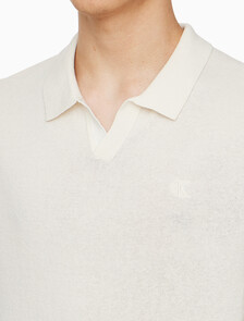 Buy 남성 CK 로고 폴로 반팔 스웨터 in color WHITE