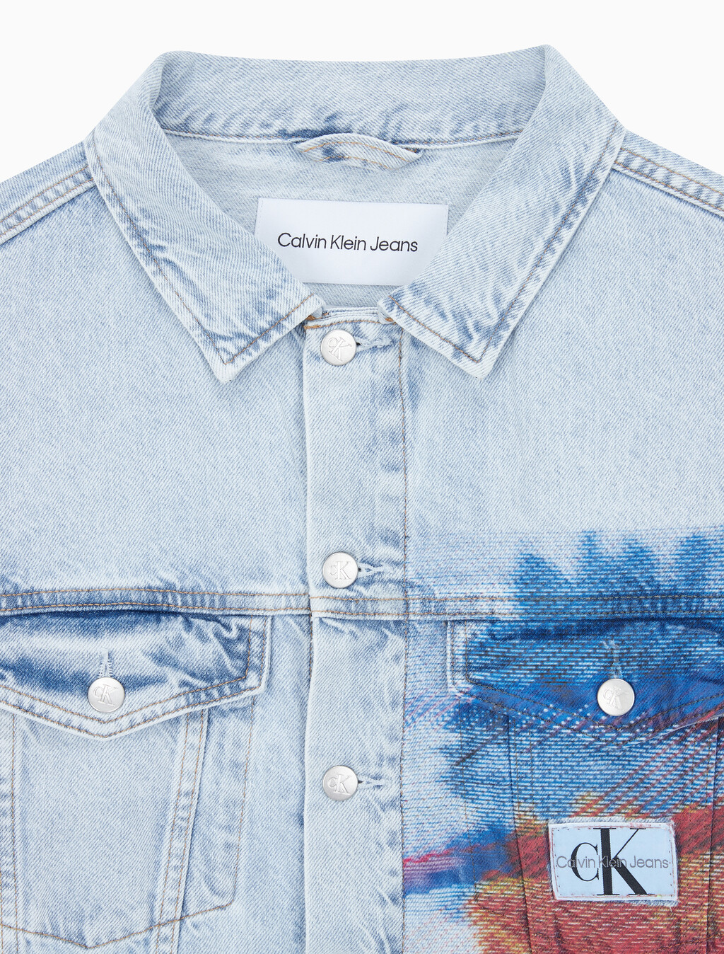 Buy 남성 오버사이즈핏 박시 크롭 데님 재킷 in color CHALKY BLUE