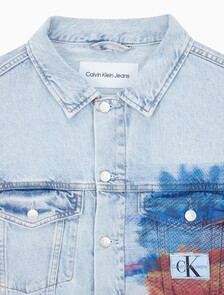 Buy 남성 오버사이즈핏 박시 크롭 데님 재킷 in color CHALKY BLUE