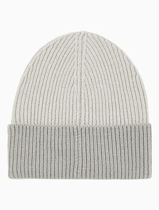 Buy 남녀공용  투톤 컬러 로고 패치 비니 in color Grey