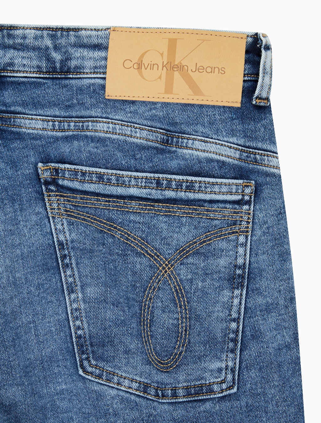 Buy 남성 미드블루 바디핏 데님 in color MID BLUE BACK EMBRO