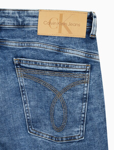Buy 남성 미드블루 바디핏 데님 in color MID BLUE BACK EMBRO