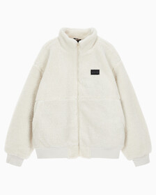 Buy 남성 오버사이즈핏 스탠드 카라 쉐르파 재킷 in color BLUR FLORAL_BLACK