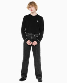 Buy 남성 뉴와이드핏 블랙 데님 in color WASHED BLACK LOGO LACE