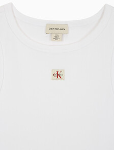 Buy 여성 우븐라벨 코튼 립 탱크 탑 in color BRILLIANT WHITE