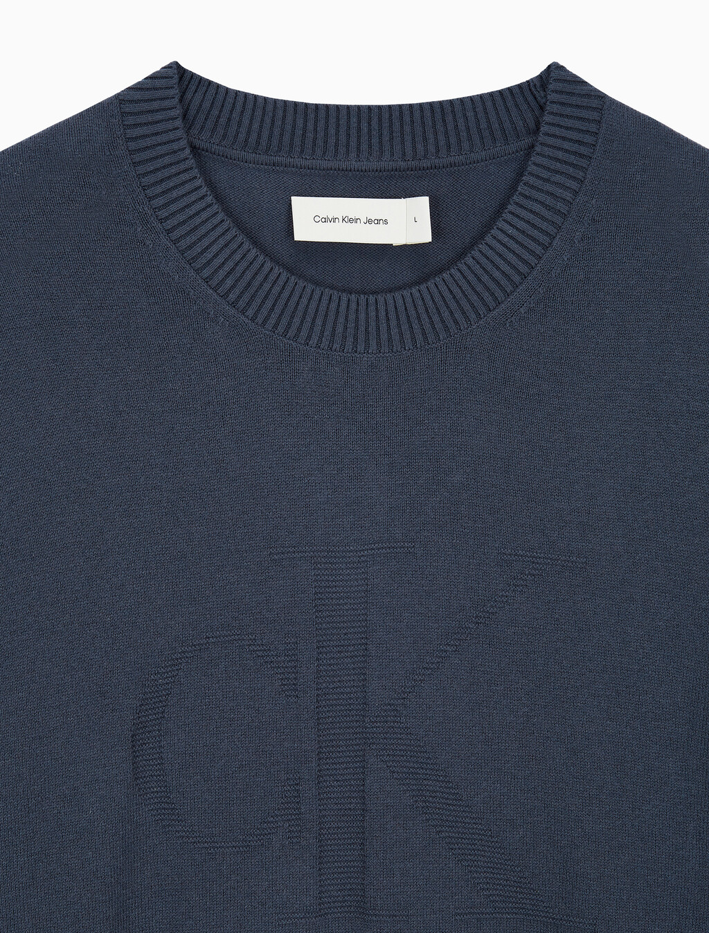 Buy 남성 CK 인타르시아 믹스 스티치 스웨터 in color NAVY