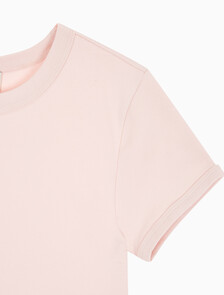 Buy 여성 코튼 컨투어 립 반팔 미니 드레스 in color LIGHT PINK