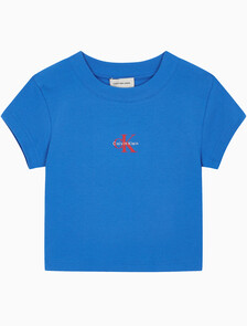 Buy 여성 모노그램 베이비 반팔 티셔츠 in color FRENCH BLUE