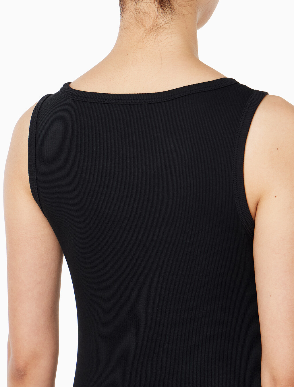 Buy 여성 베이비립 우븐 라벨 드레스 in color BLACK