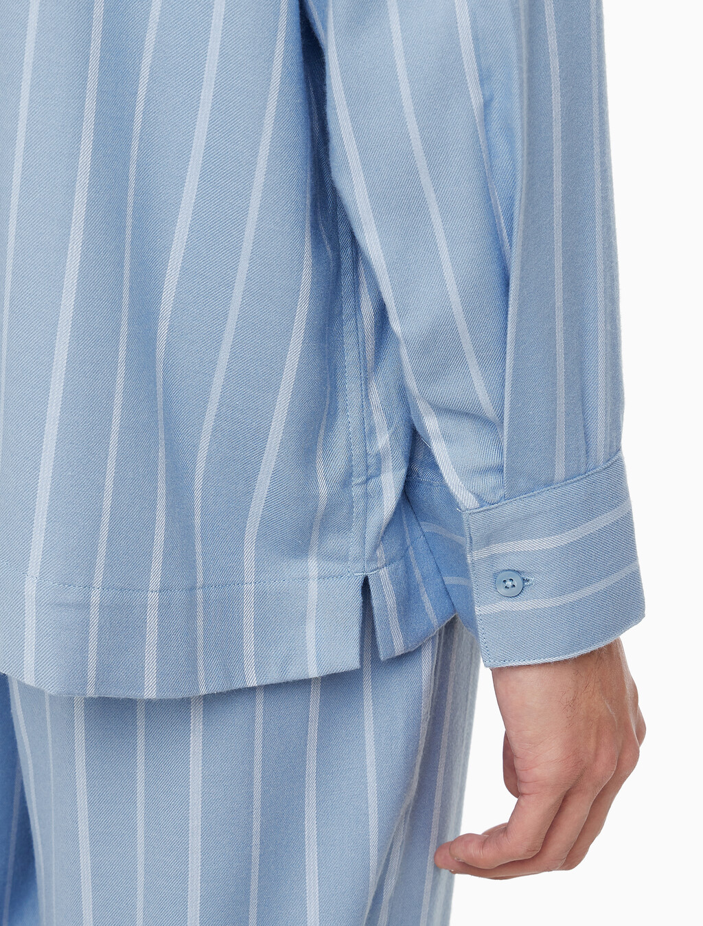 Buy 남성 울트라 소프트 플란넬 롱 슬리브 버튼 다운 in color KATE STRIPE+FADED DENIM