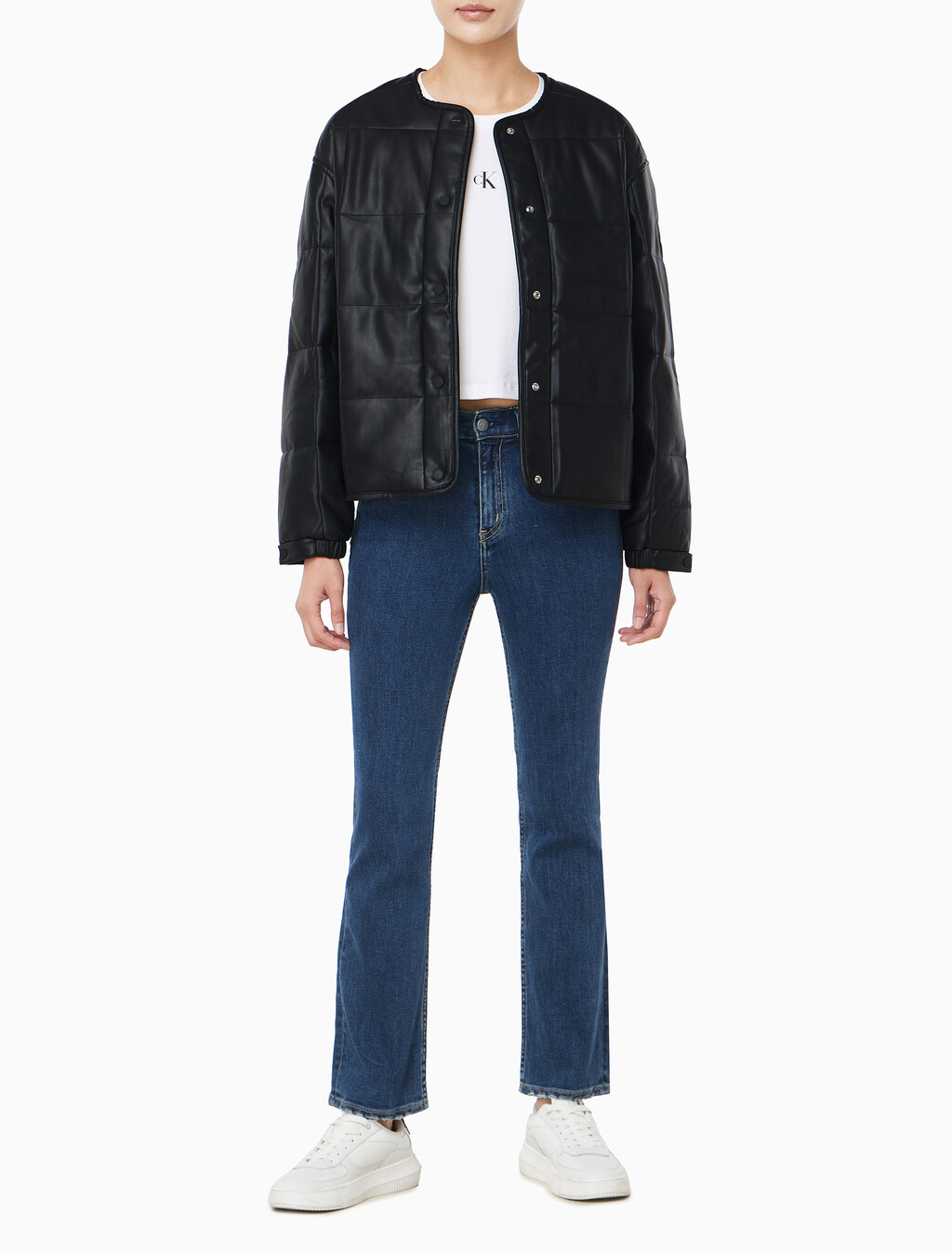 Buy 여성 폭스 레더 퀼팅 자켓 in color BLACK