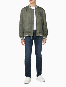 Buy 남성 티핑 디테일 히어로 패딩 보머 in color DUSTY OLIVE