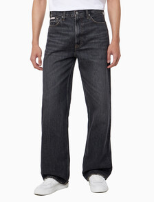 Buy 남성 배기핏 블랙 스모크 데님 in color WASHED BLACK