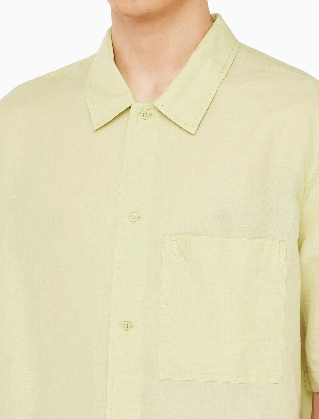 Buy 남성 소프트 린넨 반팔 셔츠 in color GREEN