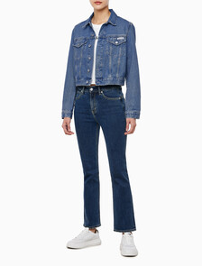 Buy 여성 90's 크롭 데님 자켓 in color MID BLUE BACK EMBRO