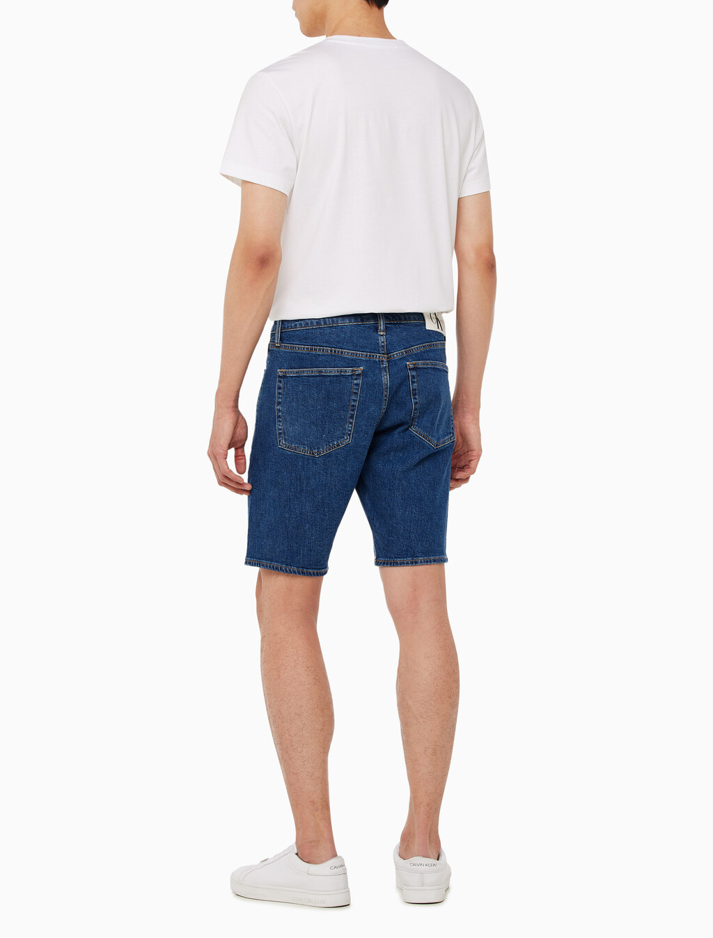 Buy 남성 레귤러 미드블루 데님 쇼츠 in color MID BLUE BACK EMBRO