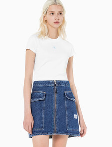 Buy 여성 그래픽 베이비핏 크롭 반팔 티셔츠 in color BRIGHT WHITE