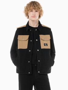 Buy 남성 캔버스 포켓 데님 베스트 in color WASHED BLACK LOGO LACE