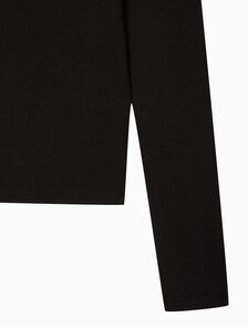 Buy 여성 L/S 우블 라벨 스쿱넥 립 티셔츠 in color BLACK