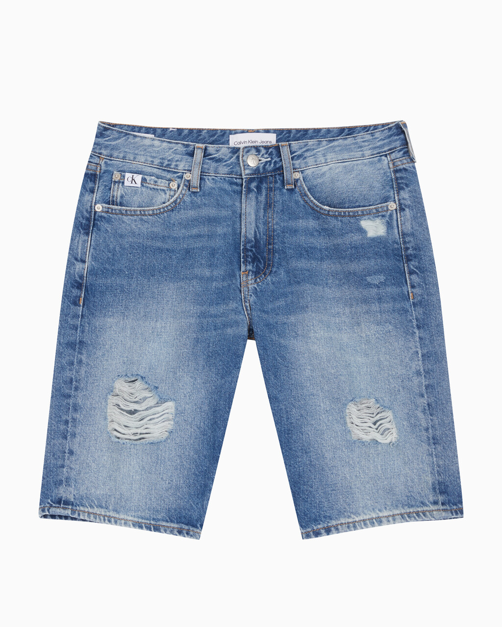 Buy 남성 레귤러핏 디스트로이드 라이트블루 데님 쇼츠 in color 028A CHALKY BLU